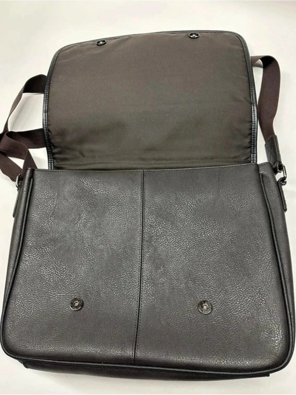 Ted Baker Black Leather Messenger with Burgundy and Cream Stripe